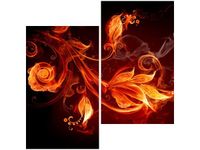 60X60CM PŁOMIENNE KWIATY DWU OBRAZ ŚCIAN