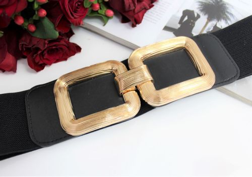 Elastyczny pasek ZŁOTA KLAMRA kwadraty na Arena.pl