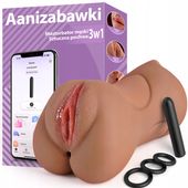 APP Control realistyczny męski Masturbator z pochwą usta Anal 3w1 wibrator