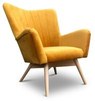 Fotel ATMA welurowy z przeszyciami, drewniane nóżki