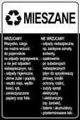 NAKLEJKA MIESZANE SEGREGACJA ŚMIECI NA ŚMIETNIK KOSZ WODOODPORNA 30x20 cm