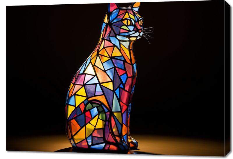 Obraz 100x70cm Koci Witraż zdjęcie 1