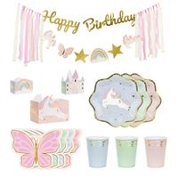 Zestaw dekoracji urodzinowych Jednorożce i Motylki