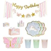 Zestaw dekoracji urodzinowych Jednorożce i Motylki