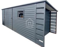 Schowek Domek Ogrodowy 5x2 +Wiata 0,5m 2x Drzwi Okno dach spad w tył PLG104