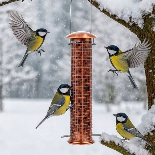 KARMNIK DLA PTAKÓW NA ORZECHY NASIONA ZIARNO KARMĘ POKARM MIEDZIANY na Arena.pl