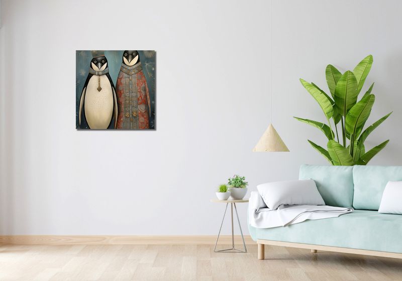 Obraz 60x60cm Królewskie Pingwiny zdjęcie 2