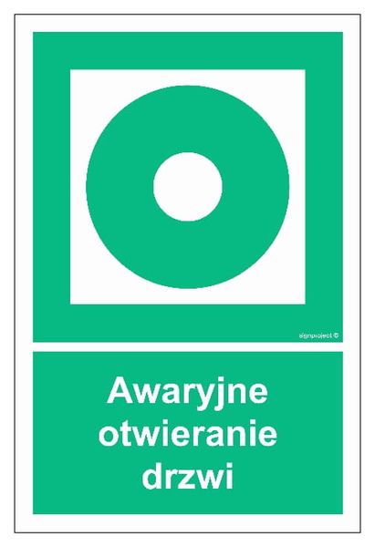Awaryjne Otwieranie Drzwi  Płyta Znak Święcący W Nocy 100 X 150 + Przylepce zdjęcie 2