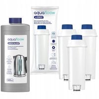 Odkamieniacz do ekspresu AquaFloow 0,5l + 3x filtr do ekspresu Delonghi