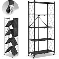 Regał HIGHER metalowy magazynowy składany na kółkach czarny 5 półki loftowy