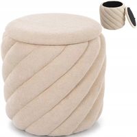 Pufa ze Schowkiem do Salonu Pokoju Beżowa Puf Tapicerowany PELARO