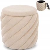 Pufa ze Schowkiem do Salonu Pokoju Beżowa Puf Tapicerowany PELARO