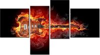 100 55CM OBRAZ 4 ELEM PŁONĄCA GITARA PŁÓTNO DRUK