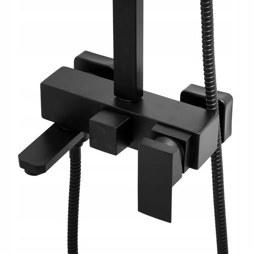 Bateria wannowa ścienna czarna z deszczownicą słuchawką i wężem YOKA HOME na Arena.pl