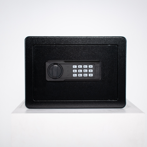 Pancerny Domowy Sejf z Zamkiem Elektronicznym i Kluczem 25x35x26 cm Czarny na Arena.pl