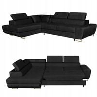 Narożnik rogówka rozkładany f spania Bosso lewy Family meble czarny welur