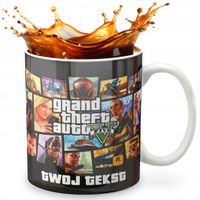 KUBEK 330ml GRAFIKA PREZENT ŚWIĘTA WZÓR - GRA GRAND THEFT + IMIĘ