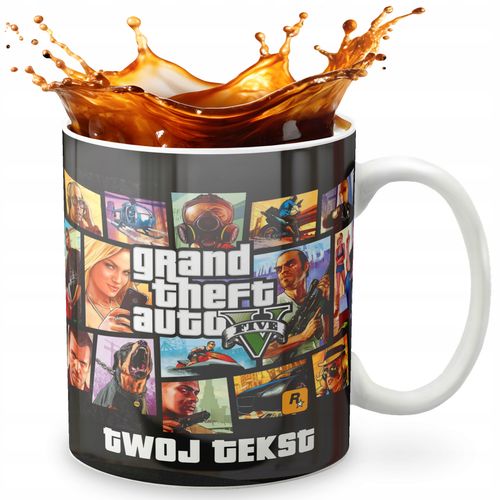 KUBEK 330ml GRAFIKA PREZENT ŚWIĘTA WZÓR - GRA GRAND THEFT + IMIĘ na Arena.pl