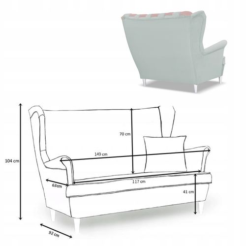 Sofa kanapa uszak CAROL DUO skandynawska Family Meble szaro - różowa na Arena.pl