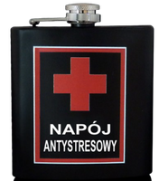 Piersiówka ze Stali Nierdzewnej z Nadrukiem Napój Antystresowy 6 OZ