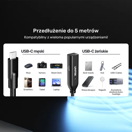 Unitek Kabel przedłużający USB-C 10 Gbps 5m na Arena.pl