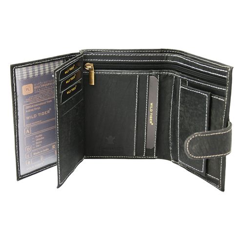 portfel skórzany męski pionowy wild tiger - czarny na Arena.pl