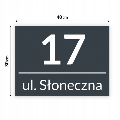 NIERDZEWNY NUMER NA DOM 40x30cm TABLICZKA ADRESOWA ANTRACYT + DYSTANSE na Arena.pl