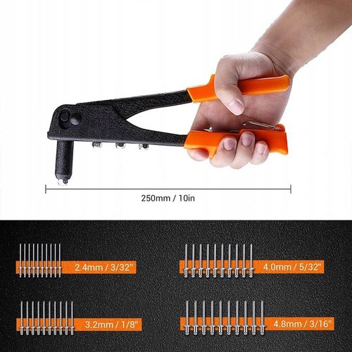 Zestaw Nitownica z Nitami Zrywalnymi 4 KOŃCÓWKI +40szt NITÓW na Arena.pl