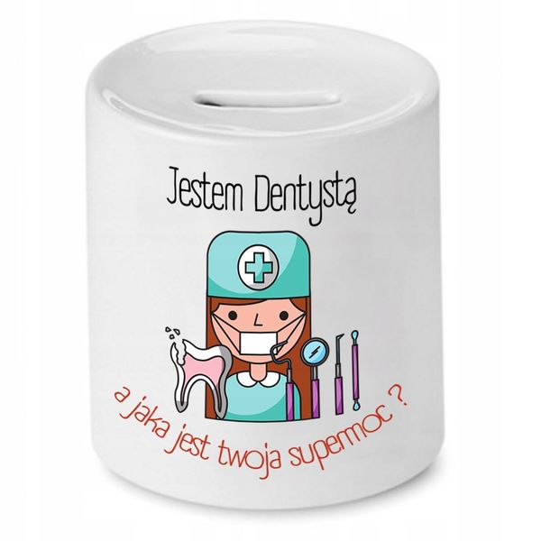 Skarbonka Dla Dentysty Jestem Dentystą Prezent Z Nadrukiem Ze Zdjęciem zdjęcie 1