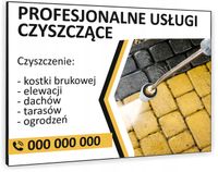TABLICZKA REKLAMOWA szyld z dibondu nadruk 40x30 cm USŁUGI CZYSZCZĄCE