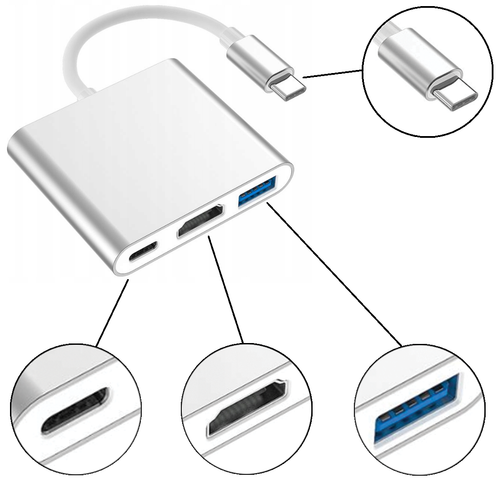 adapter, 3 w 1, usb typu c, do hdmi, space grey, co2 na Arena.pl