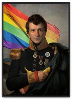 Plakat ramka portret generał tęczowa flaga 30x40 cm w czarnej ramie