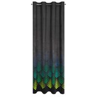 Zasłona welwetowa na przelotkach ANGELINA 140x250 czarna + turkusowa