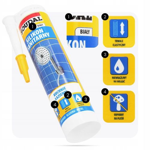 Silikon Sanitarny BIAŁY Łazienki WC Kuchni Płytek Elastyczny Grzybobójczy na Arena.pl