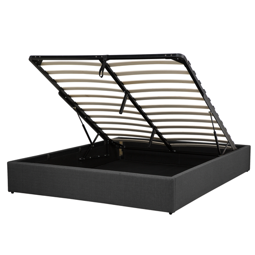 Łóżko z pojemnikiem tapicerowane 160 x 200 cm szare DINAN na Arena.pl