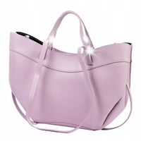 Torebka skórzana damska shopper na ramię crossbody A4 Luka DOLLARO liliowa