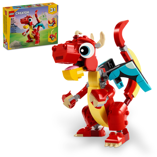 LEGO Creator 3w1 Ruchomy czerwony smok Kolorowa rybka Uroczy feniks 31145 na Arena.pl