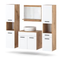 Zestaw Mebli Łazienkowych 120cm Szafka Lustro Pod Umywalkę Wotan Biały