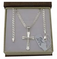 ŁAŃCUSZEK SREBRNY 925 55 CM KRZYŻYK PREZENT+GRAWER