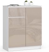 Komoda do salonu K 80 cm 2 drzwi 1 szuflada - biała-cappuccino połysk