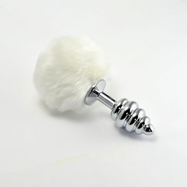 Spiral Pompon Metal Plug White zdjęcie 1