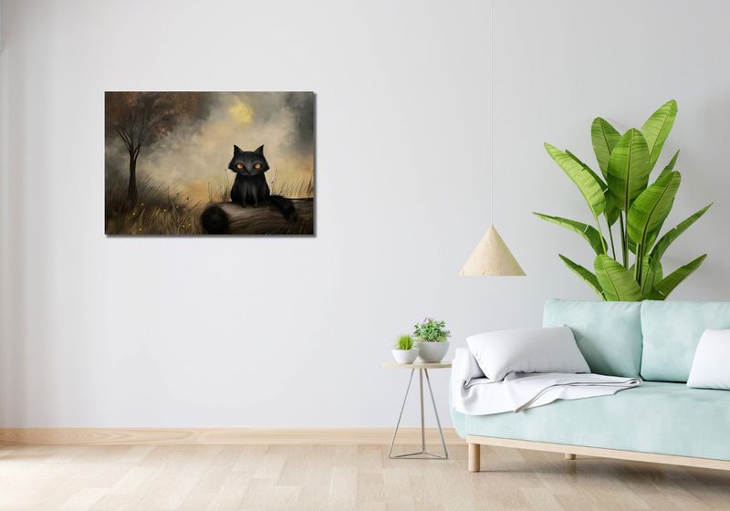 Obraz 90x60cm Czarny Kot zdjęcie 2