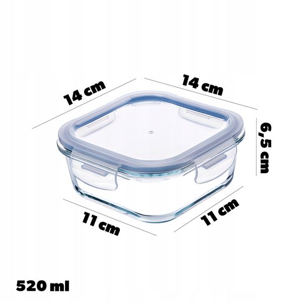 KADAX Szklany Pojemnik Na Żywność 520ml Z Pokrywką Śniadaniówka zdjęcie 3