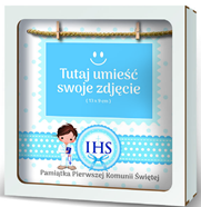 ramka na zdjęcia przestrzenna 22 x 22cm I KOMUNIA ŚW NIEBIESKA