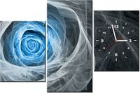 60CM 90 ZEGAR 3 ELEM BŁĘKITNA RÓŻA KTALNA ŚCIENNY