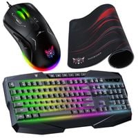 ZESTAW GAMINGOWY DLA GRACZY PODŚWIETLANA KLAWIATURA MYSZ RGB LED PODKŁADKA