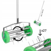 AERATOR WERTYKULATOR do trawnika gleby RĘCZNY OBROTOWY TRAWY MURAWY KOLCE
