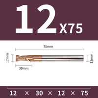 Frez 2-ostrzowy VHM do stali 55 HRC - TiSiN Rozmiar: Ø12x30x12Dx75L
