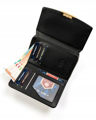PETERSON portfel damski poziomy RFID STOP portmonetka na zatrzask czarny na Arena.pl