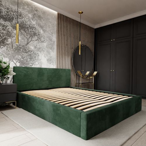 ŁÓŻKO TAPICEROWANE 180x200 ŁÓŻKO PODWÓJNE Z POJEMNIKIEM BUTELKOWA ZIELEŃ na Arena.pl